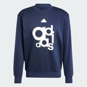 Adidas Mismatch Spell Out Log Fleece Sweatshirt Adult Small S Navy Blue White